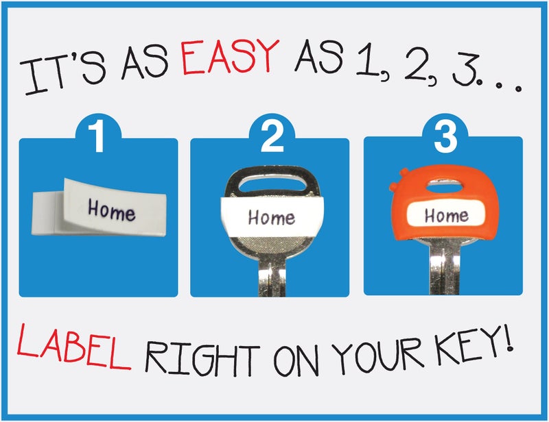 LABEL-LABEL-KEY-CAPS Label-Label Color-Coded Key Cap Covers + Free Key-Chain & Writable ID Tags â€“ Stretchy Rubbery Fit for Most Keys (8 Pack Multicolor) - Image 3